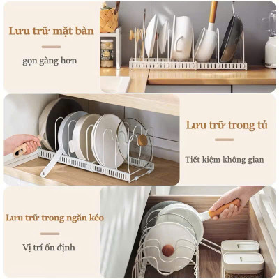 Kệ Để Nồi Chảo Đa Năng - Giá Úp Nồi Điều Chỉnh Độ Dài, Tiết Kiệm Không Gian, Kệ Nhà Bếp - HÀNG CHÍNH HÃNG MINIIN