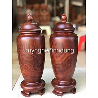 CẶP BÌNH CHÓE PHONG THỦY HÚT  TÀI LỘC BẰNG GỖ TRẮC KT CAO 38×14CM 