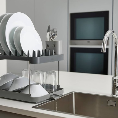 Giá úp bát đĩa 2 tầng Joseph Joseph Duo 2-Tier Dish Rack 851660 (Grey) Hàng chính hãng