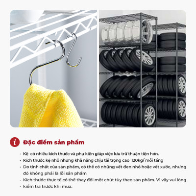 Kệ sắt đa năng để đồ 4 tầng dùng trong nhà bếp