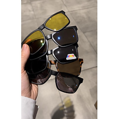 Bộ Kính Râm Cận Clip On Mắt vuông form to