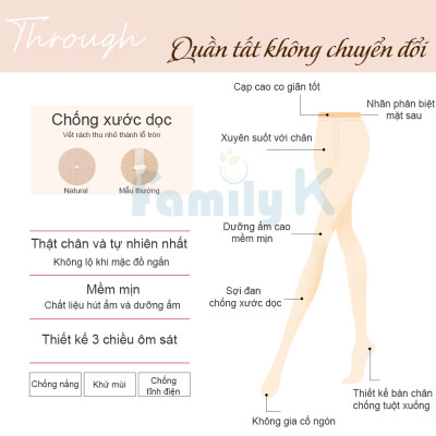 Vớ Quần tất da thật chân tự nhiên SABRINA Through mặc váy ngắn chống nắng không lộ hông đùi [VỎ NUDE MÃ MỚI]