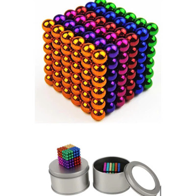 Hộp 216 Viên Bi Nam Châm Tròn Bucky Ball Mỗi Bi 5X5Mm 6 Màu Xếp Hình Vĩnh Cửu