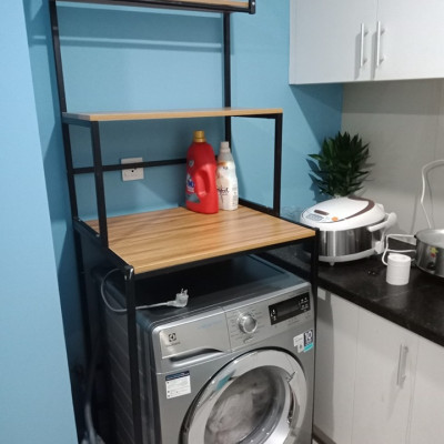 Kệ máy giặt 3 tầng cửa trước KMG02, khung thép dày dặn sơn tĩnh điện chống bong tróc, gỗ lõi xanh phủ melamine chống nước cực bền, tiết kiệm không gian,Sản xuất tại Việt Nam