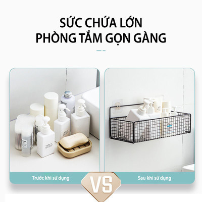 Kệ Đựng Đồ Nhà Tắm Dán Tường Hình Chữ Nhật , Kệ Thép Sơn Tĩnh Điện Cao Cấp Không Rỉ Siêu Chắc