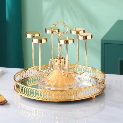 BỘ BÌNH ĐỰNG NƯỚC UỐNG THỦY TINH CHỊU NHIỆT CAO CẤP KÈM 6 CỐC, KHAY, GIÁ ÚP PHA LÊ ÁNH KIM - VD104