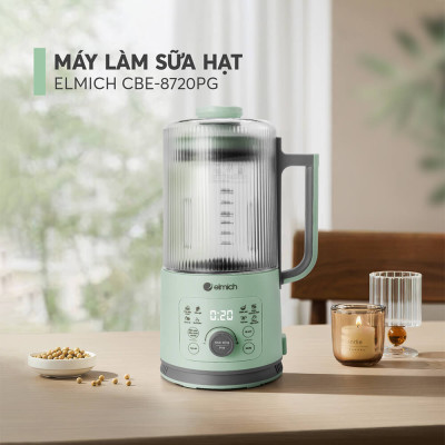 Máy làm sữa hạt Elmich CBE-8720, công suất xay 300W, công suất nấu 500W, dung tích xay nóng 600ml và xay lạnh 800ml, lưỡi dao với 10 cánh giúp xay nhuyễn, nhỏ gọn, dễ dàng lưu trữ và sử dụng - Hàng chính hãng