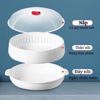 Bộ Khay Hấp Lò Vi Sóng 3 Lớp Việt Nhật - Hàng chính hãng 