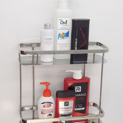 Kệ tường đôi phòng tắm Inox SUS 304 Eurolife EL-KT10 (Trắng Bạc)