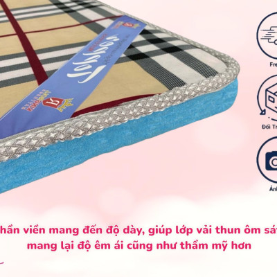 Nệm Cao Su Trải Sàn 3 Lớp Eron Êm Ái Và Thoáng Mát Dày 5cm Đủ Size Giao Màu Ngẫu Nhiên - Tặng Kèm Drap Nệm