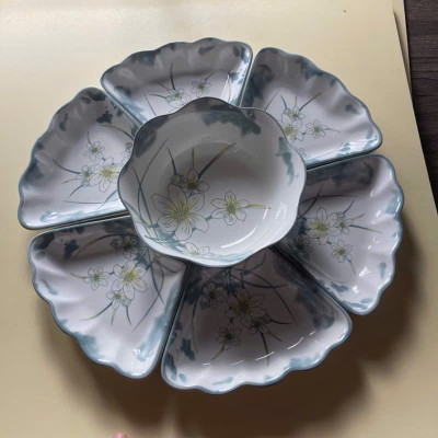 Bộ Bát Đĩa Gốm Sứ Cao Cấp, Hoa Mặt Trời Thắp Hương, Cúng Gia Tiên Hoa Thủy Tiên - HÀNG CHÍNH HÃNG MINIIN