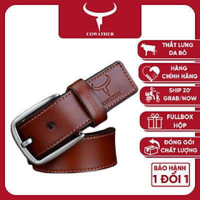 Thắt Lưng Da Bò Chính hãng COWATHER XF013 Nâu Vàng