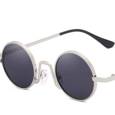 Kính râm, Kính mát thầy bói thầy đồ mắt tròn nhỏ mini (Mắt Đen Gọng Bạc)