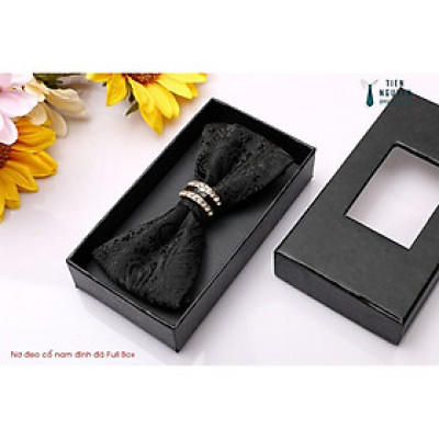Nơ đeo cổ nam - nơ đính đá cao cấp Full box