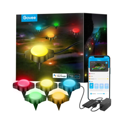 Đèn chiếu sáng sân vườn, cỏ chống nước IP65 Govee RGBIC Wi-Fi & Bluetooth Outdoor Ground Lights H7050 | Kích thước 11m