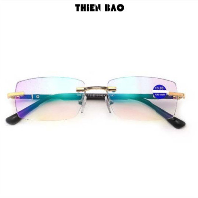 Kính lão thị, viễn thị Hai tròng nhìn XA - GẦN đọc chữ nhìn xa, tròng váng xanh, GỌNG KHOAN nam nữ không viền KT1K