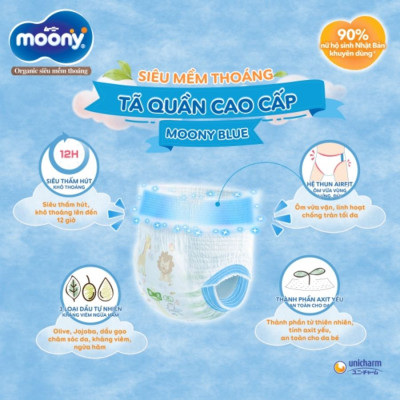 Combo 4 Gói Tã Quần Moony Bé trai Gói Đại XXL26