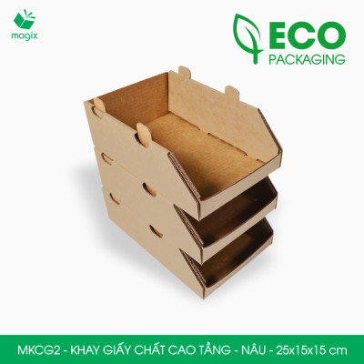 MKCG2 - 25x15x15 cm - 50 Khay giấy chất cao tầng bằng giấy carton siêu cứng, kệ giấy đựng đồ văn phòng, khay đựng dụng cụ, khay linh kiện, kệ phân loại dụng cụ