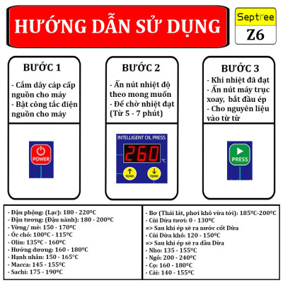 Máy ép dầu ăn thực vật, dùng trong gia đình thương hiệu Mỹ cao cấp Septree Z6 - Công suất 1250W - Hàng Nhập Khẩu