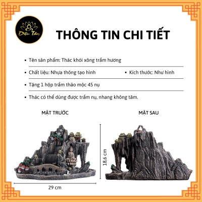 Thác khói trầm hương hình phật size to tặng 1 hộp trầm khói ngược xông trầm, thác khói non bộ tiểu cảnh trang trí