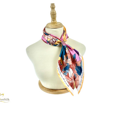 Khăn Lụa Quà Tặng in KTS SenSilk KLVI04 - Best Selling Vietnam Silk - Phụ Kiện Lụa Cao Cấp 65x65cm