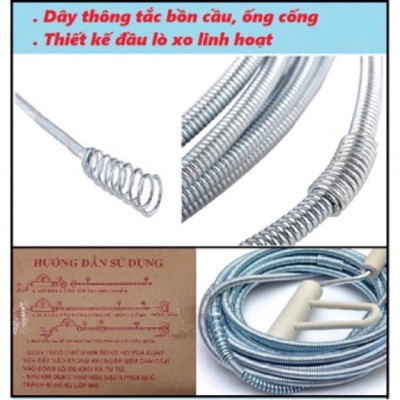 Cuộn Dây Lò Xo Thông Tắc Cống, Nhà Vệ Sinh 5m 10m – Xử Lý Nghẹt Hiệu Quả Do Dầu Mỡ, Cơm Thừa