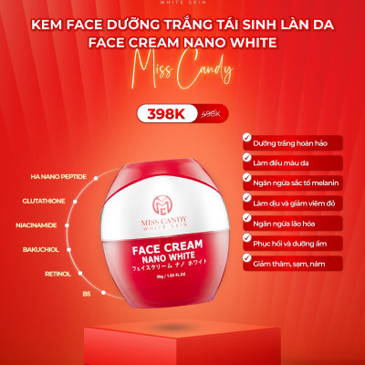 Bộ 5 Sản Phẩm Trắng Da Mờ Thâm, Sạm, Nám, Tàn Nhang MISS CANDY Gồm: Serum HA Peptide 30ml + Kem Nám Sâm Nhung Hoàng Kim 25g + Kem Dưỡng Trắng Da Face Nano 30g + Kem Chống Nắng Dưỡng Trắng Da 50g + Nước Hoa Hồng Tái Sinh Làn Da 120ml - PHỤNG BEAUTY