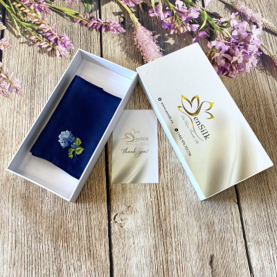 Khăn Tay Thêu Hoa Cẩm Tú Cầu Handicraft Embroidery 100% Silk