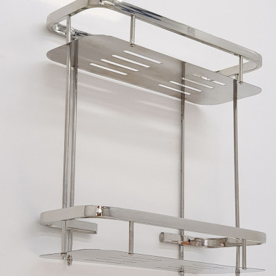 Kệ tường đôi phòng tắm Inox SUS 304 Eurolife EL-KT10 (Trắng Bạc)