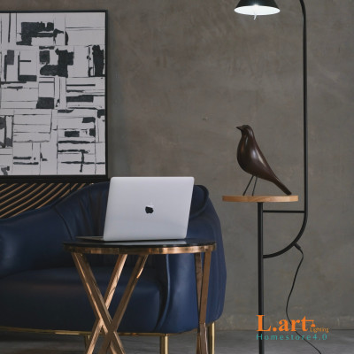 Đèn sàn phòng khách đèn đứng decor kèm bàn gỗ tiện lợi sang trọng DCLA009