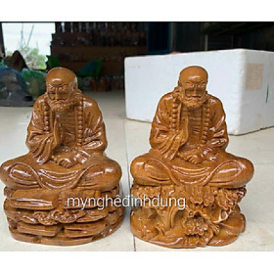 Tượng đạt ma sư tổ ngồi thiền bằng gỗ bách xanh thơm nức kt cao 15×9×9cm