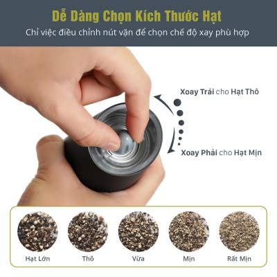 Máy Xay Tiêu Tự Động Bằng Pin Benchusch - Cảm Ứng Trọng Lực - Dùng 6 Pin AAA - Bảo Hành 6 Tháng