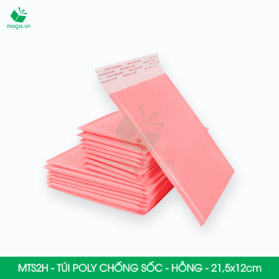 MTS2H - 21.5x12cm - COMBO 50 TÚI GÓI HÀNG CHỐNG SỐC BỌC BÓNG KHÍ MÀU HỒNG PASTEL