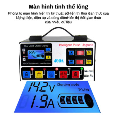 Pluse 400A: Sạc Bình Ắc Quy Ô Tô & Xe Máy Cao Cấp với Chức Năng Tự Ngắt và Khử Sulfat Phục Hồi Bảo Dưỡng Ắc Quy Loại Tốt