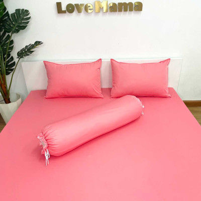 Ga chống thấm màu hồng trơn 1 màu LoveMama vải Cotton mềm mại không nóng