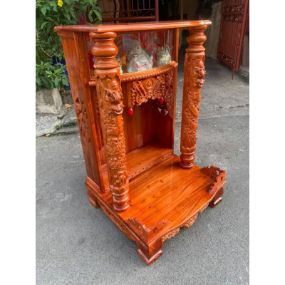 bàn thờ ông địa xoan hộp đèn , bàn thờ gỗ giá rẻ , bàn thờ thần tài ông địa 61 x 98cm, bàn thờ ông địa