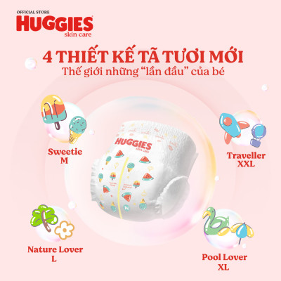 Combo 2 Tã/bỉm quần Huggies Skin Care Mega Jumbo M106/L96+8/ XL84+4/XXL76+4 với tràm trà dịu da
