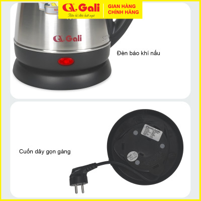 Bình Đun Siêu Tốc GALI GL-0018C GL-0025 GL-0012A GL-0050 GL-0017C GL-0018I GL-17X GL-18F GL-18K GL-18E dung tích từ 1,2 lít - 5 lít, Inox (SUS 304) , không bị phôi nhiễm, bảo hành chính hãng
