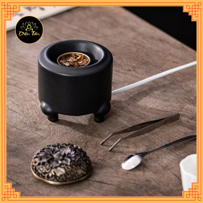 Lư điện xông trầm lư xông trầm 520 độ có hẹn giờ và điều chỉnh nhiệt độ cao cấp dùng để xông trầm hương, trầm bột (đen)