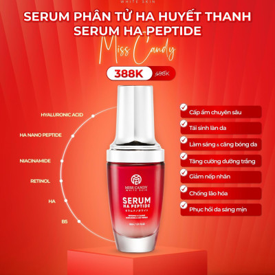 Bộ 5 Sản Phẩm Trắng Da Mờ Thâm, Sạm, Nám, Tàn Nhang MISS CANDY Gồm: Serum HA Peptide 30ml + Kem Nám Sâm Nhung Hoàng Kim 25g + Kem Dưỡng Trắng Da Face Nano 30g + Kem Chống Nắng Dưỡng Trắng Da 50g + Nước Hoa Hồng Tái Sinh Làn Da 120ml - Gia Tuệ House