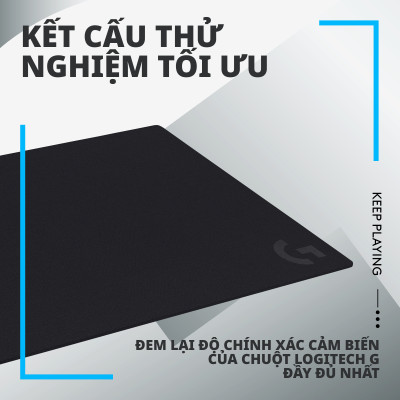 Bàn di chuột game Logitech G640 (Size L) tấm lót chuột chơi game bằng vải, tối ưu cho chơi game, ma sát, chống trượt kích thước 460 x 400 x 3 mm (dài x rộng x dày) - Hàng Chính Hãng