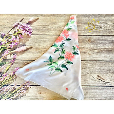 Tơ Lụa Bảo Lộc Vẽ Tay Mẫu Đơn SenSilk - Quà Tặng Khách Vip 180x55cm, Khăn Lụa Tơ Tằm Vẽ Thủ Công Việt Nam