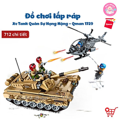 Đồ chơi lắp ráp, xếp hình Qman 1729 - Xe Tank Quân Sự Hạng Nặng 712 Chi Tiết - Có 4 Minifigures Cho Trẻ Từ 6 Tuổi