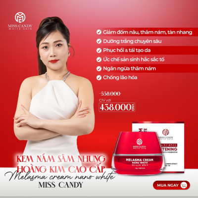 Bộ 5 Sản Phẩm Trắng Da Mờ Thâm, Sạm, Nám, Tàn Nhang MISS CANDY Gồm: Serum HA Peptide 30ml + Kem Nám Sâm Nhung Hoàng Kim 25g + Kem Dưỡng Trắng Da Face Nano 30g + Kem Chống Nắng Dưỡng Trắng Da 50g + Nước Hoa Hồng Tái Sinh Làn Da 120ml - PHỤNG BEAUTY