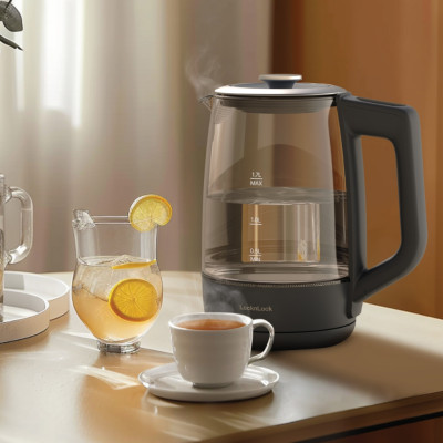 Ấm Đun Siêu Tốc Locknlock Smart Glow Glass Electric Kettle EJK276GRY 1.7L, Hàng Chính Hãng, 5 Mức Nhiệt - JoyMall