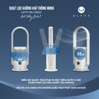 Máy Lọc Không Khí ULTTY SKJ-CR021 Dạng Quạt, Chế Độ Làm Mát 9 Cấp, Bộ Lọc HEPA H13 Loại Bỏ 99,97% Bụi Mịn, Vi Khuẩn, Virut - Màu Đen - Hàng Chính Hãng