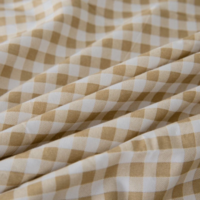 Bộ Ga Gối Cotton Tici Kẻ LIDACO Cao Cấp - Caro Nâu Nhạt