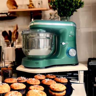 Máy Trộn Thực Phẩm Làm Bánh SM02 Đa Năng 3 Trong 1, Có Nắp Tiếp Liệu, Thố Inox 304 Dung Tích 5.5 Lít, Hàng Chính Hãng