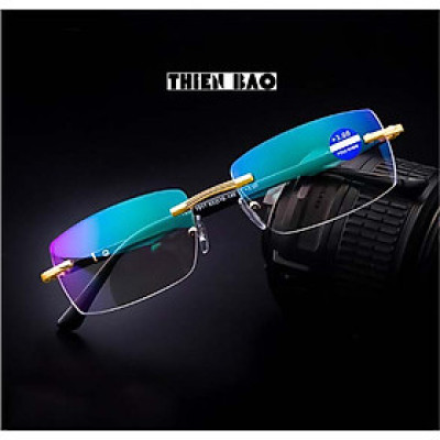 Kính lão thị, viễn thị Hai tròng nhìn XA - GẦN đọc chữ nhìn xa, tròng váng xanh, GỌNG KHOAN nam nữ không viền KT1K