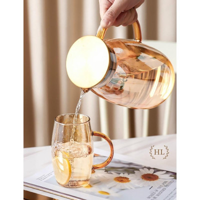 Bộ bình nước + 6 cốc thuỷ tinh đổi màu chịu nhiệt 1,8L cao cấp mẫu mới 2021